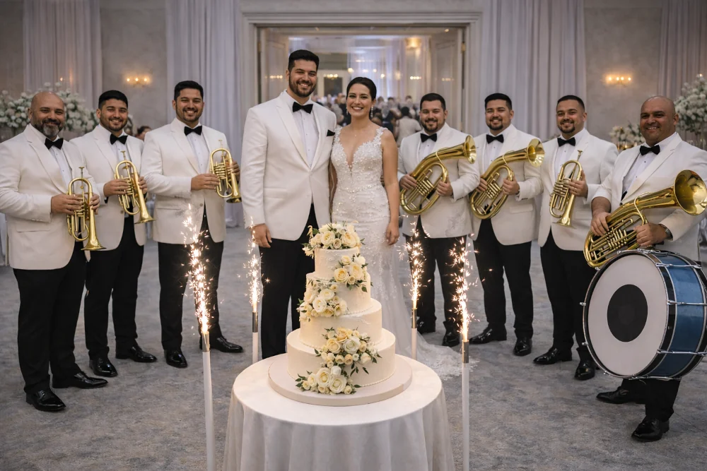 Trubači iznošenje svadbene torte